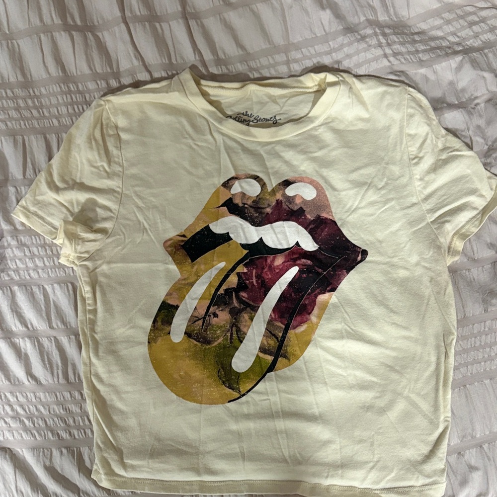 Cream Graphic T-Shirt with Tongue Design